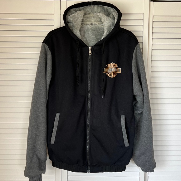 Women’s black and grey hoodie EUC faux fur lined with zipper size XL - Picture 1 of 12